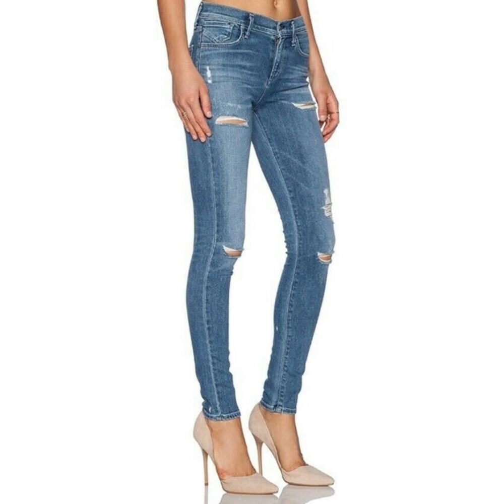 AGOLDE Sophie High Rise Skinny Distressed Jeans Destroyed Denim Cannes Size 32